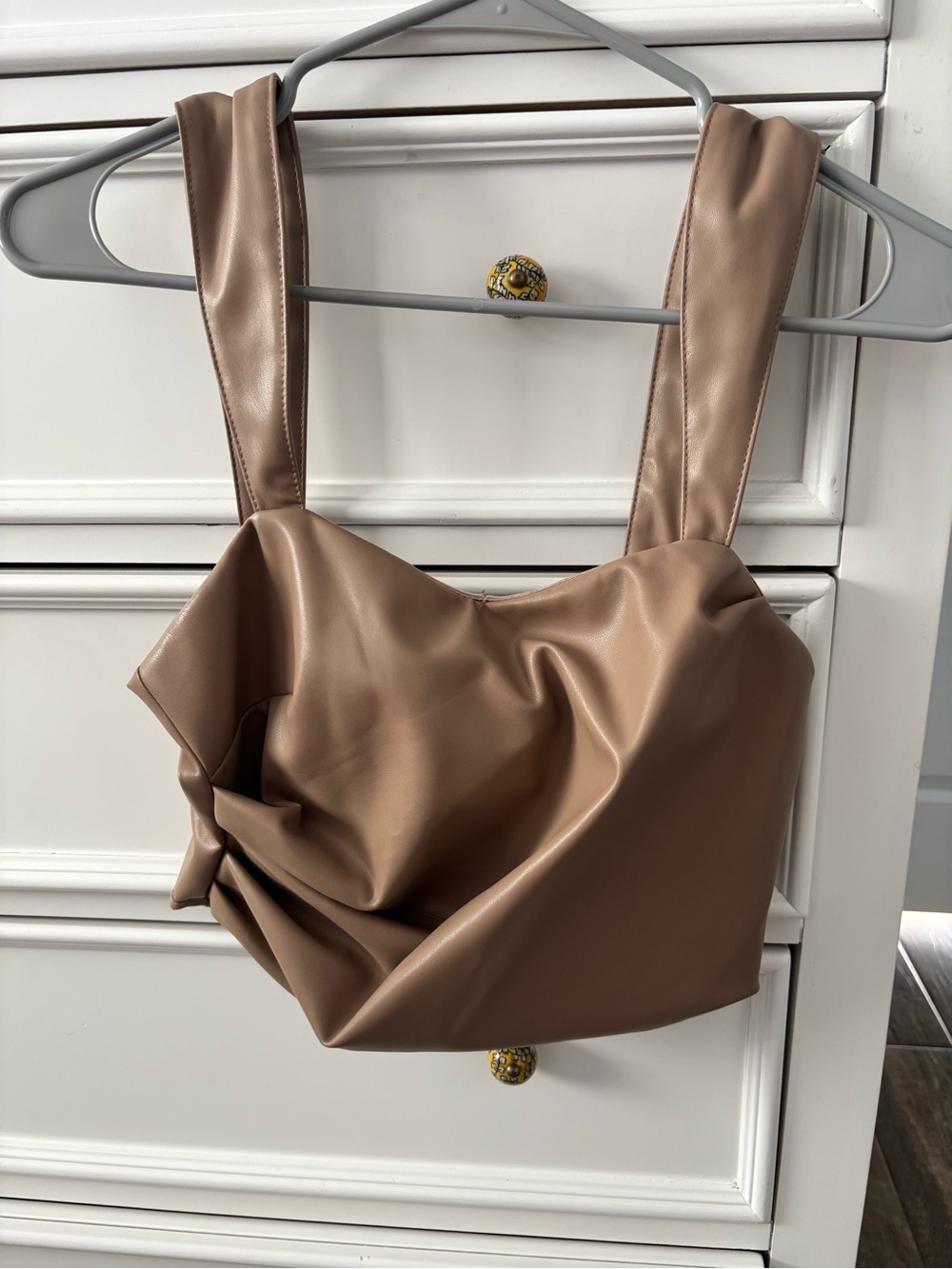 DO+BE Taupe Faux Leather Cropped Tank